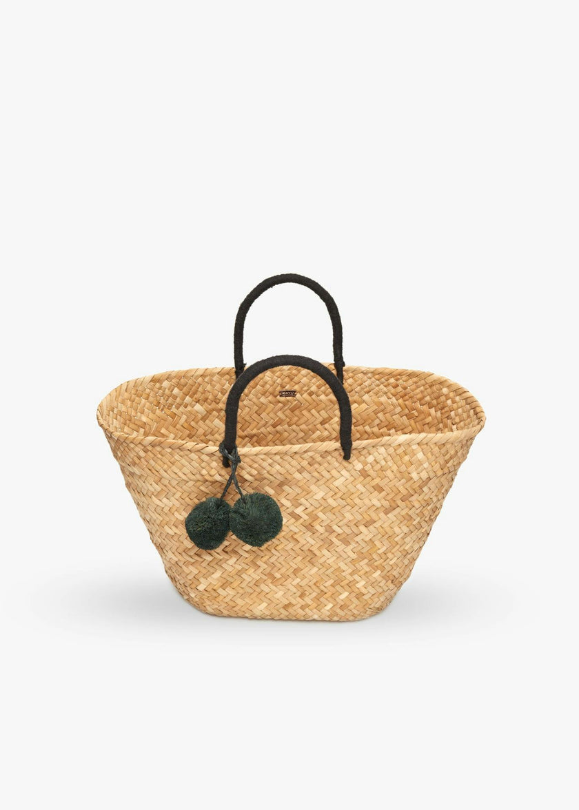 Oversized St Tropez Pom Pom Straw Tote