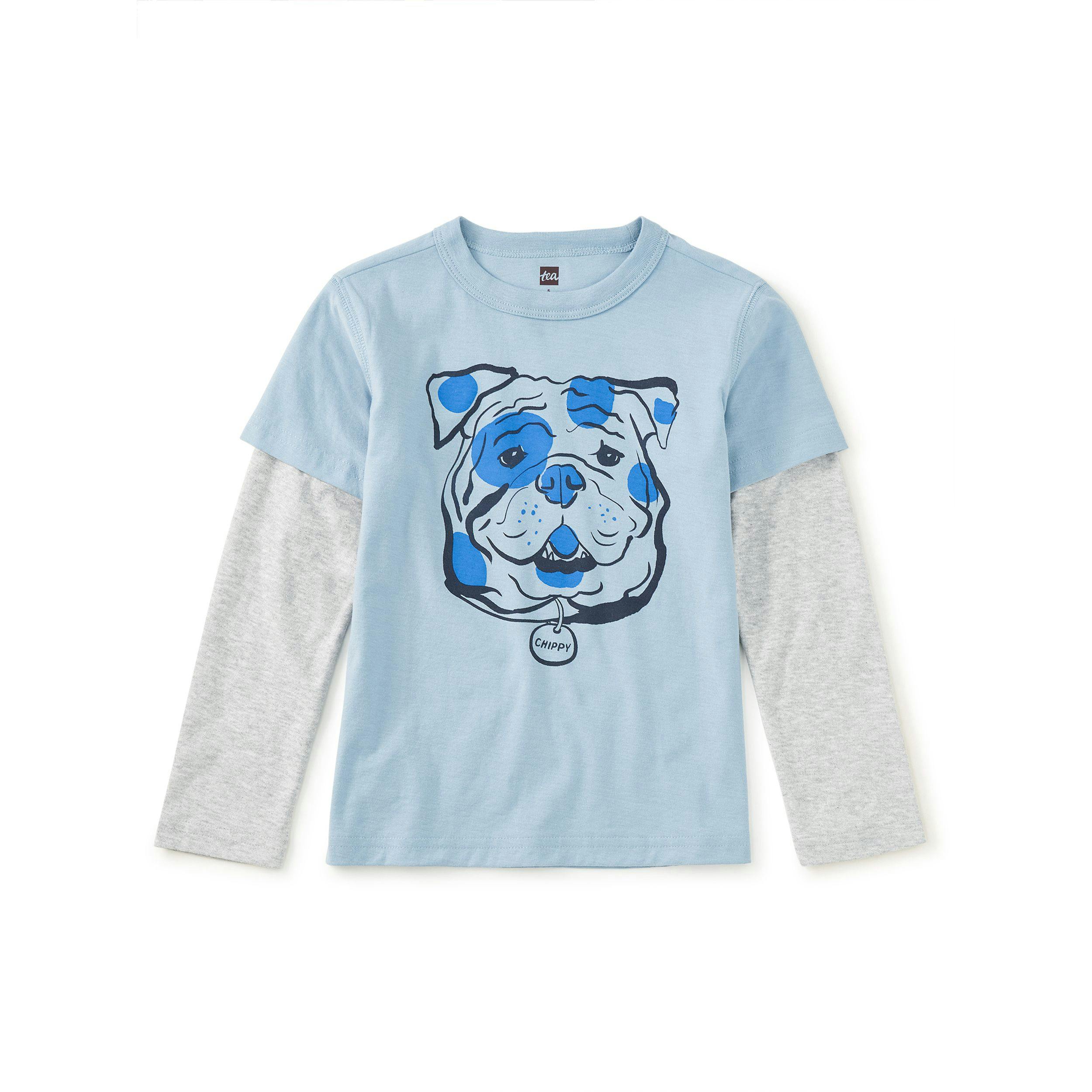 Chippy the Bulldog Layered Tee, Cloud