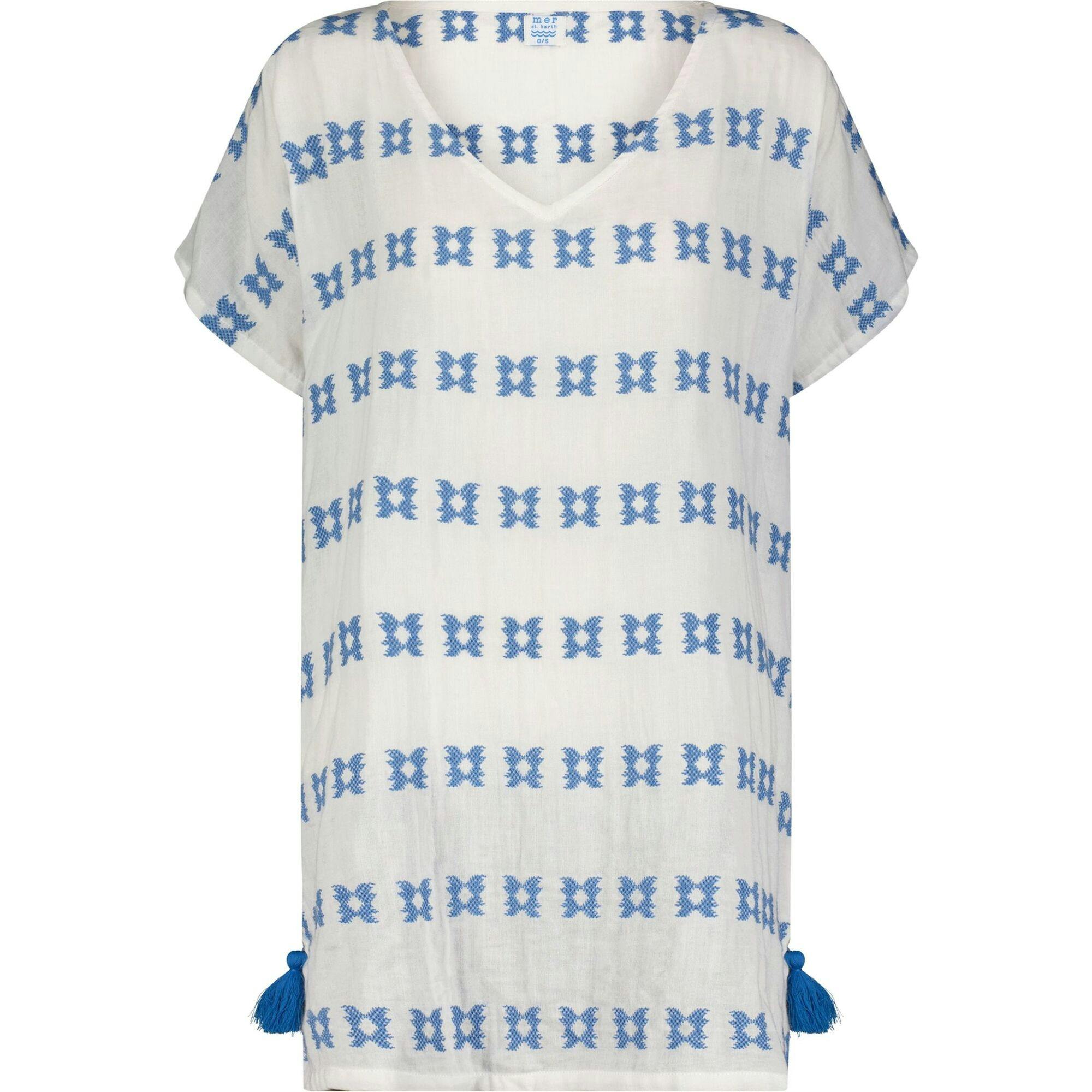 Capucine Women's Mini Caftan Blue Embroidery