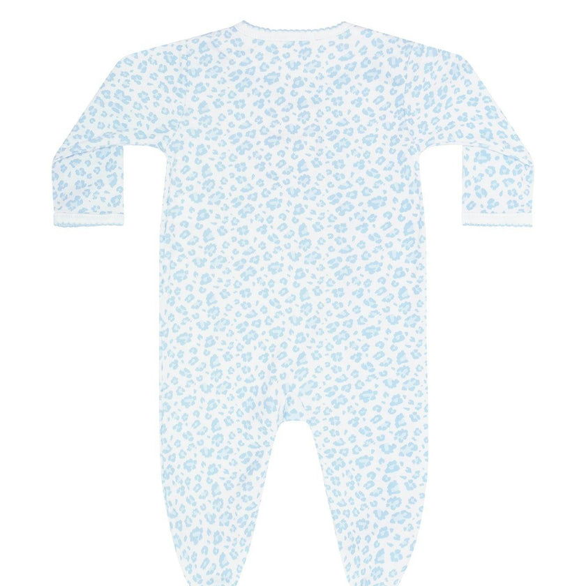 Blue Cheetah Print Crossover Footie