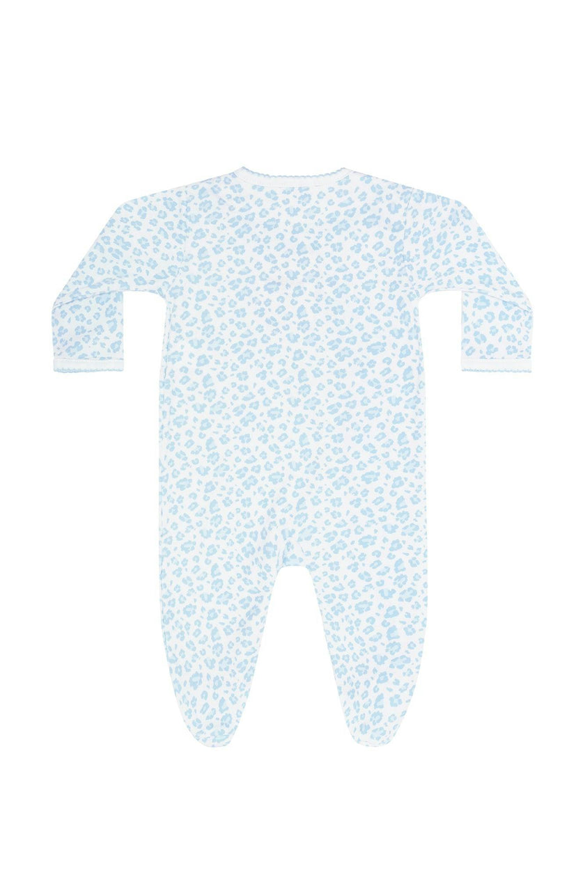 Blue Cheetah Print Crossover Footie