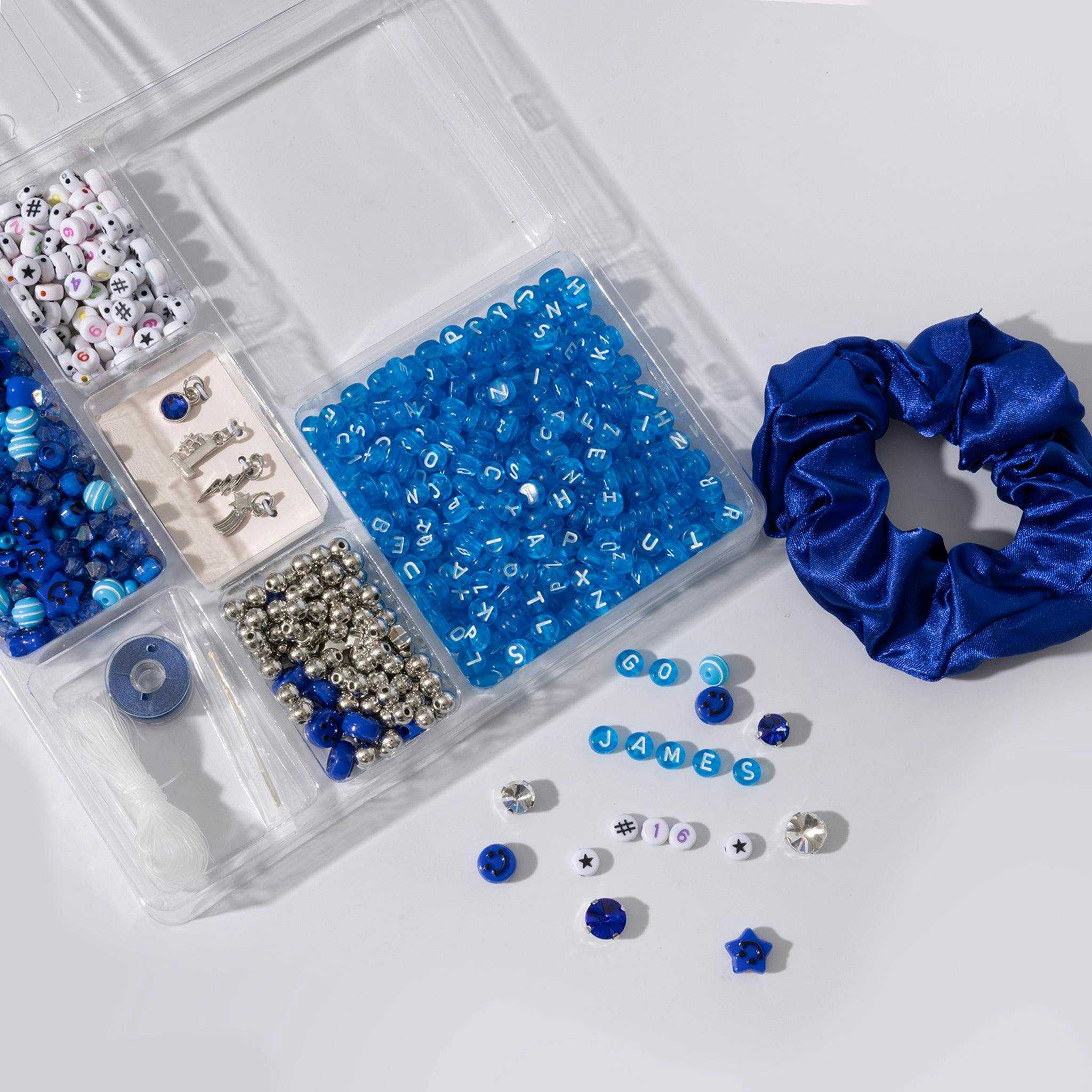 Blue DIY Beaded Scrunchie Kit