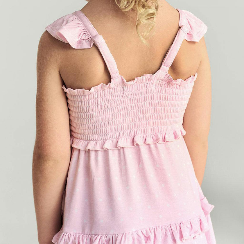 Caroline Dot Smocked Babydoll Dress