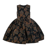 Black Emelina Floral Pleated Dress