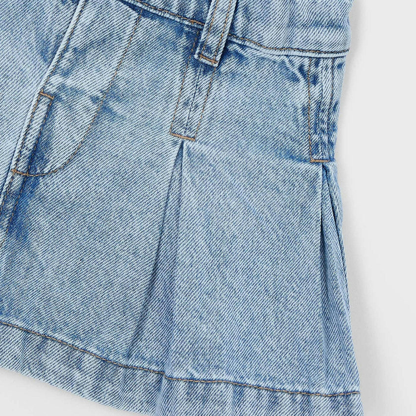 Blue Denim Pleated Skirt