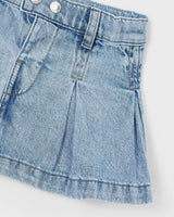 Blue Denim Pleated Skirt