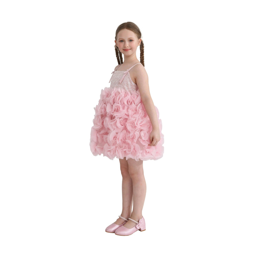 Pink Arabella Glitter Ruffle Dress