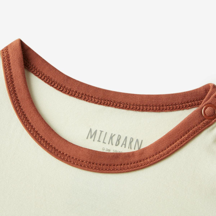 Milk Tea Bamboo Stretch Short Sleeve Sport One Piece