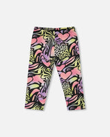 Organic Cotton Jersey Capri Black Printed Multicolor