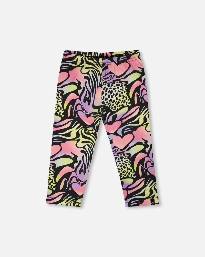 Organic Cotton Jersey Capri Black Printed Multicolor