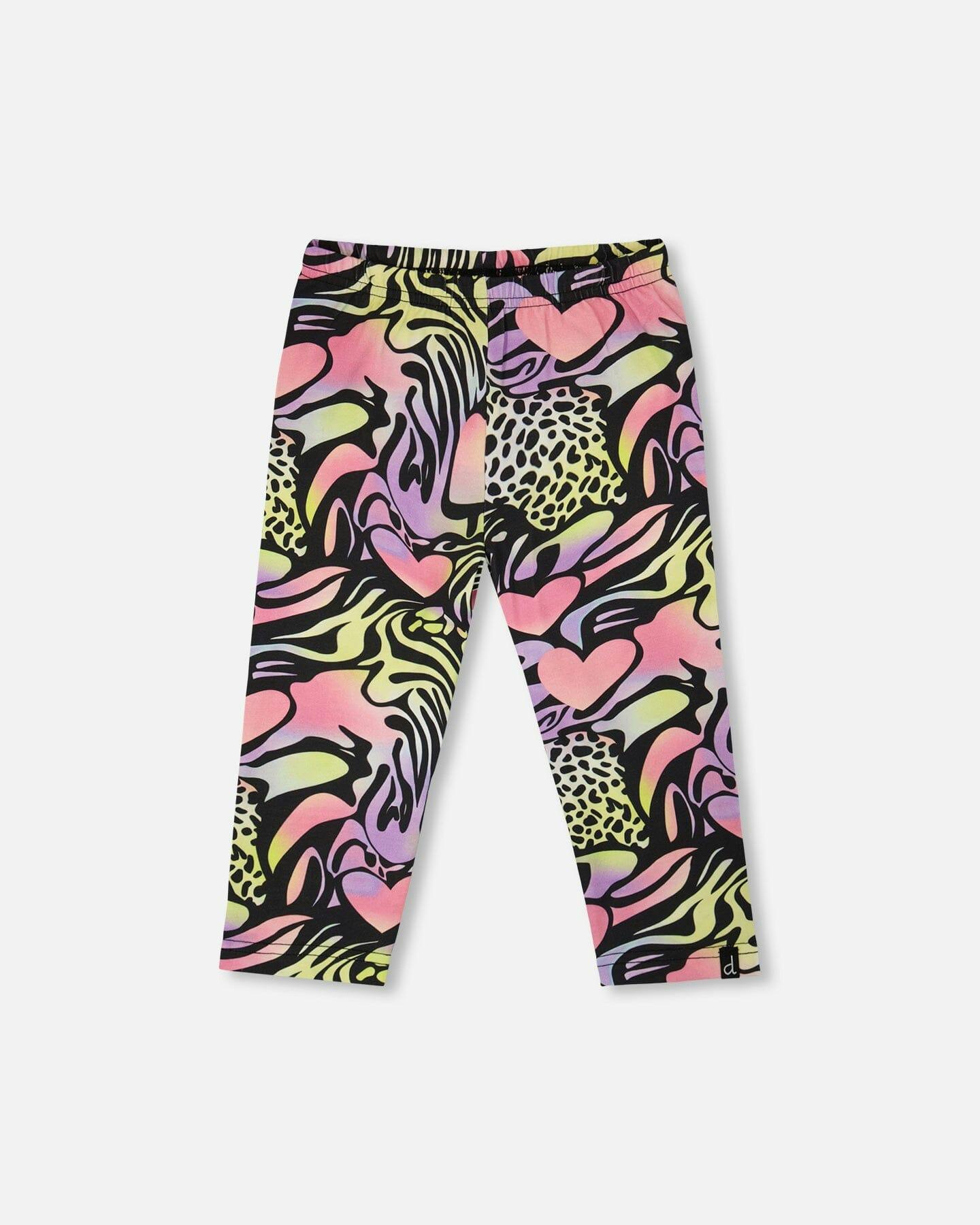 Organic Cotton Jersey Capri Black Printed Multicolor