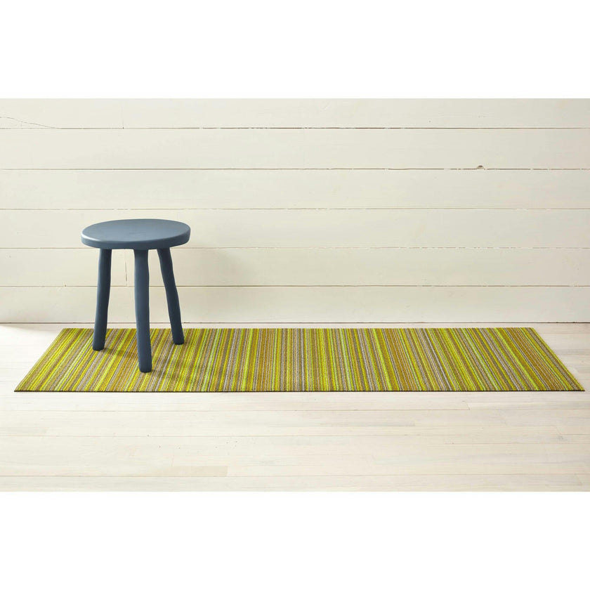 Skinny Stripe Shag Floor Mat, Citron