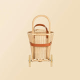Eric Handcrafted Rattan Shopping Trolley With Detachable Tote Bag & Wooden Wheels - Wicker