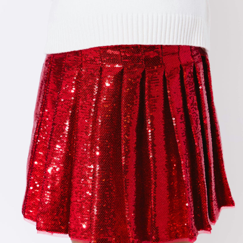 Scarlet Pleated Shimmer Skirt