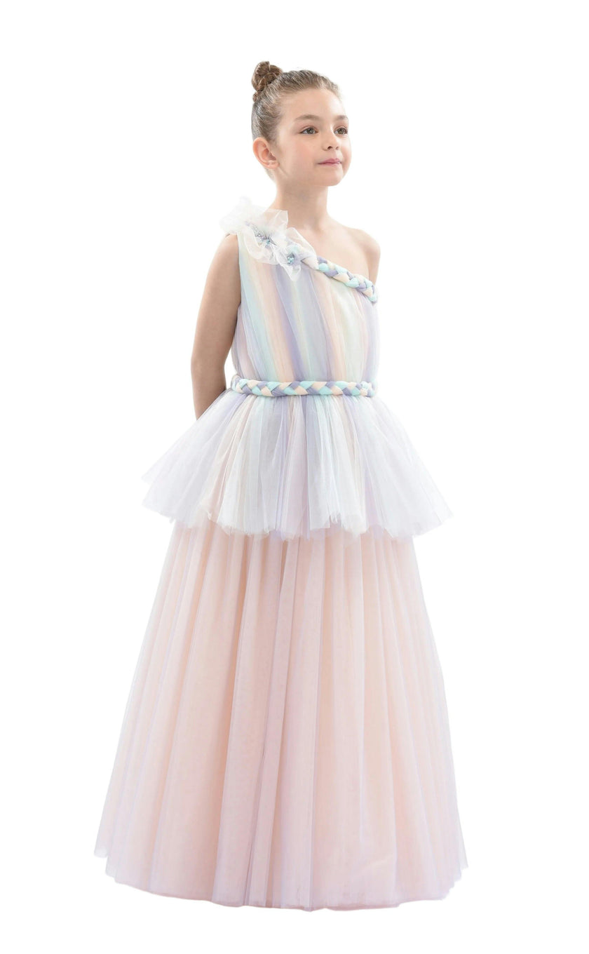 Multicolor Apollo Iridescent Tulle Gown