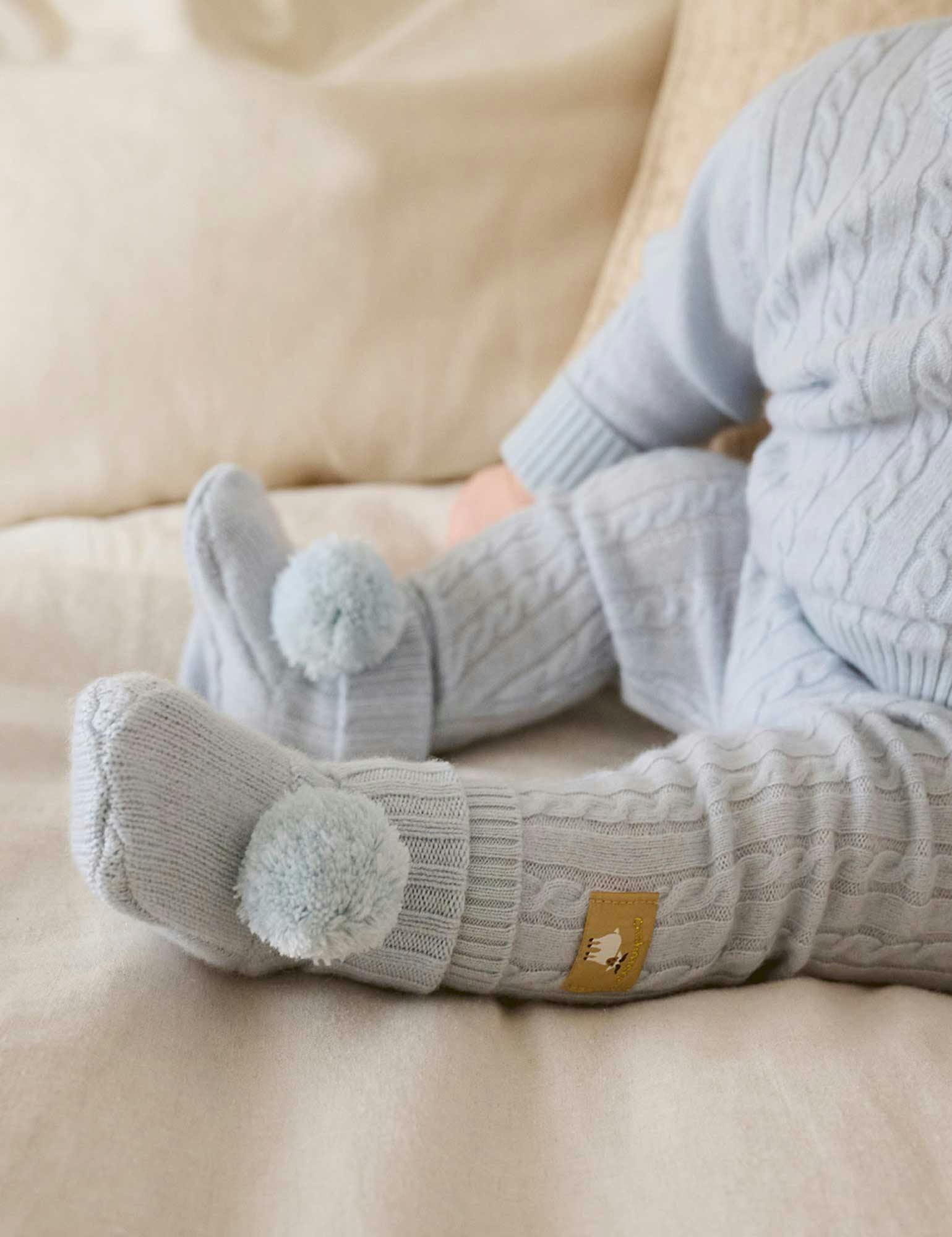 Cashmere Booties Pale Blue Melange