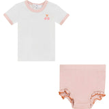 Cherry Print Top Set Off White/Mauve