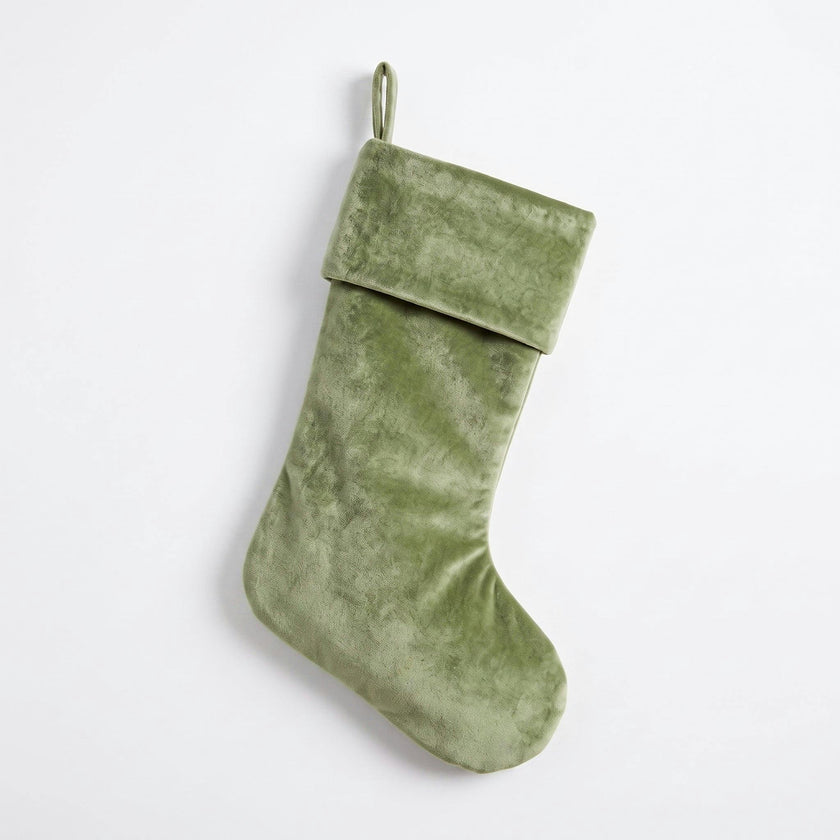 Classic Moss Green Velvet Handmade Christmas Stocking- 20"