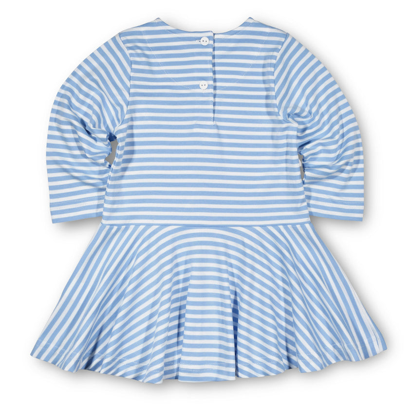Stripe Knit Dress With Embroidered Flowers