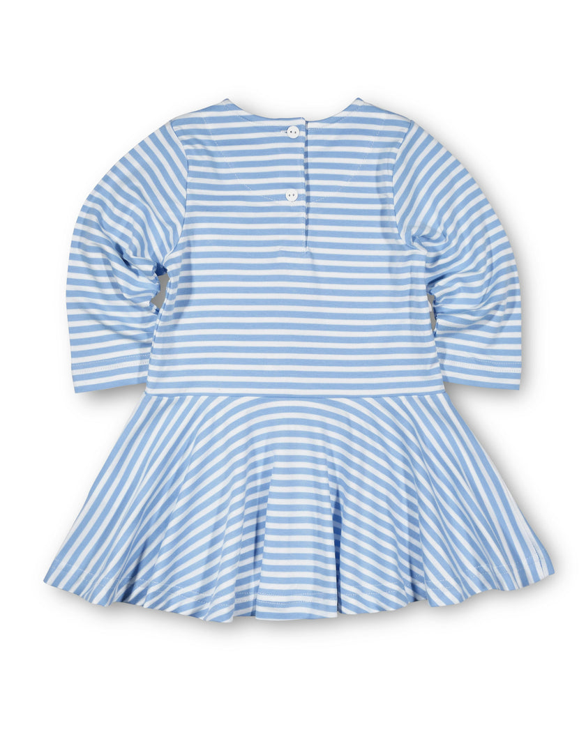 Stripe Knit Dress With Embroidered Flowers