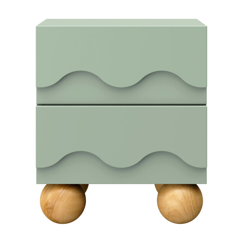 Lido Wave Assembled Nightstand in Light Sage/Honey