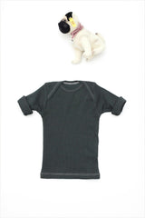 Rib Lap Shoulder Tee Short Sleeve Charcoal