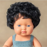 Colourful Edition Collection - Baby Doll Caucasian Curly Black Hair Boy 15'' (grey rompers)
