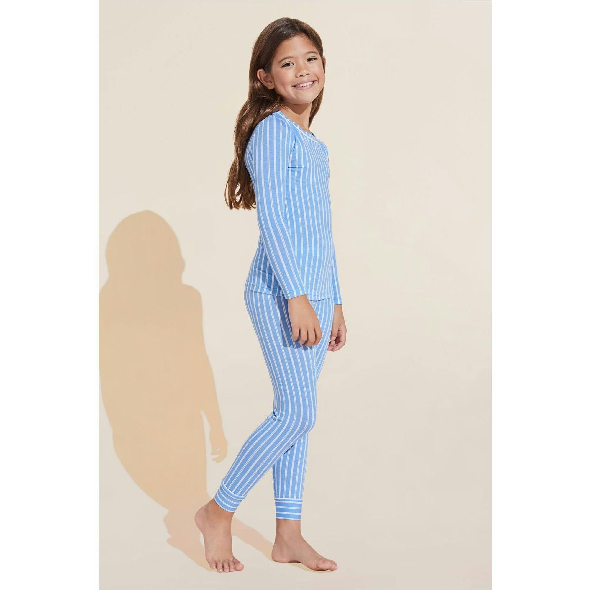 Kids Printed TENCEL™ Modal Unisex Long PJ Set, Blue
