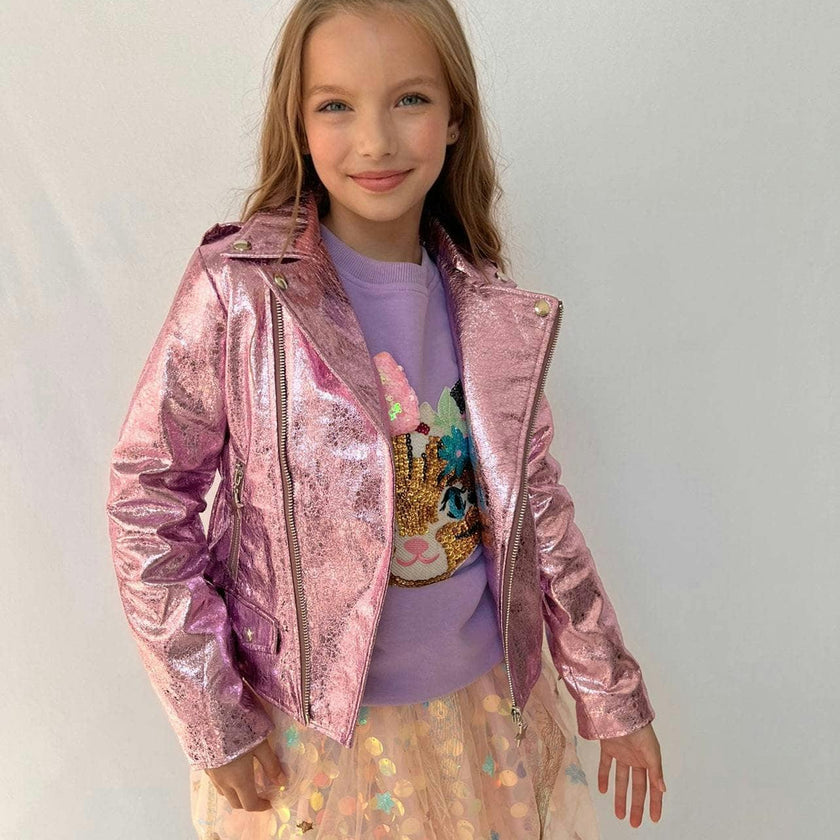 Metallic Rose Moto Jacket