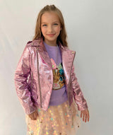 Metallic Rose Moto Jacket