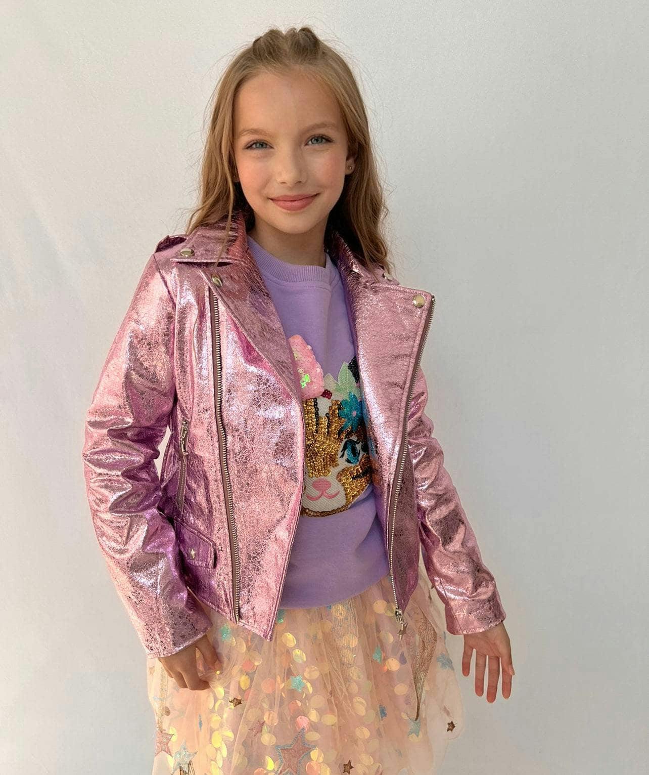 Metallic Rose Moto Jacket