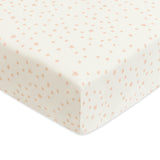 Crib Sheet in GOTS Certified Organic Brushed Cotton in Ivory with Dusty Rose Stars