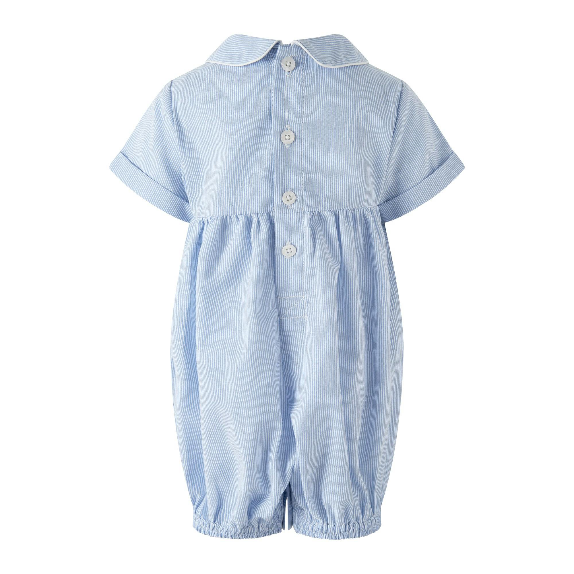 Stripe Tractor Smocked Babysuit