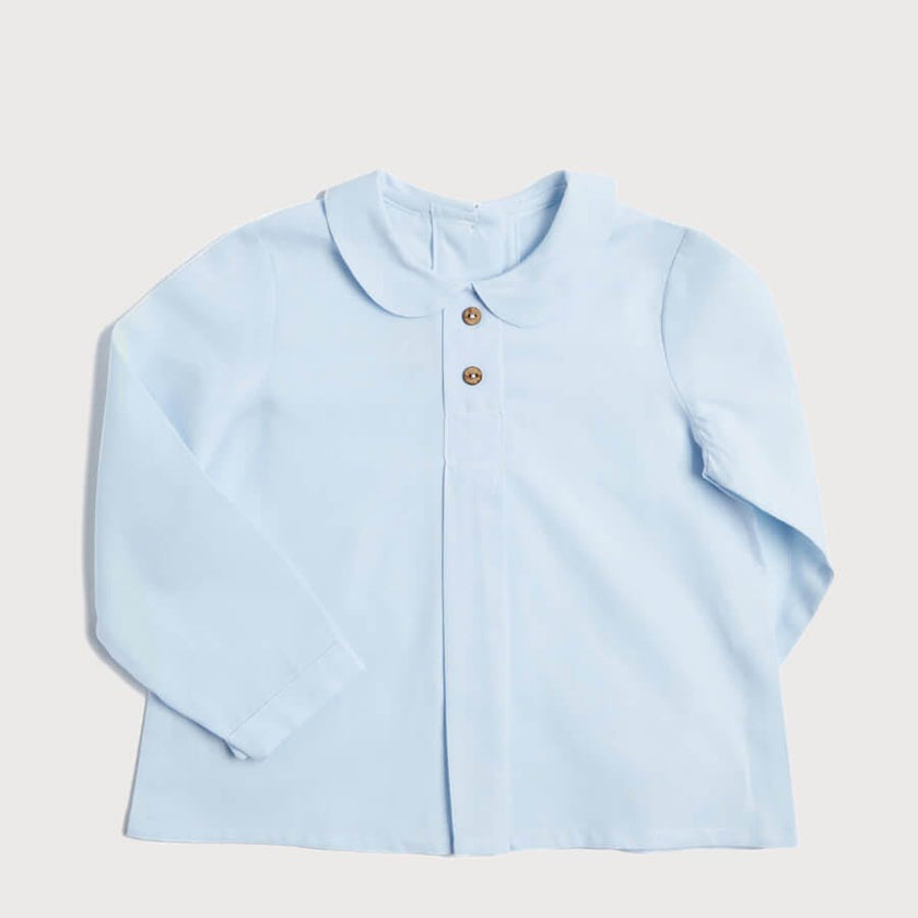 Blue Peter Pan Collar Shirt With Front Pleat (12mths-3yrs)