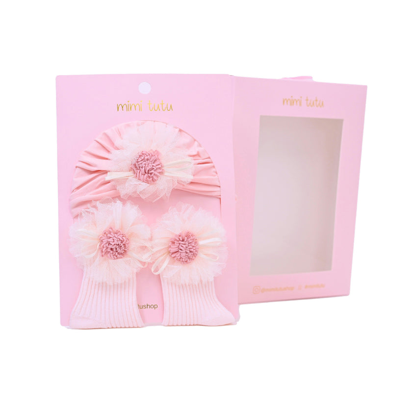 Floral Turban Hat & Sock Set
