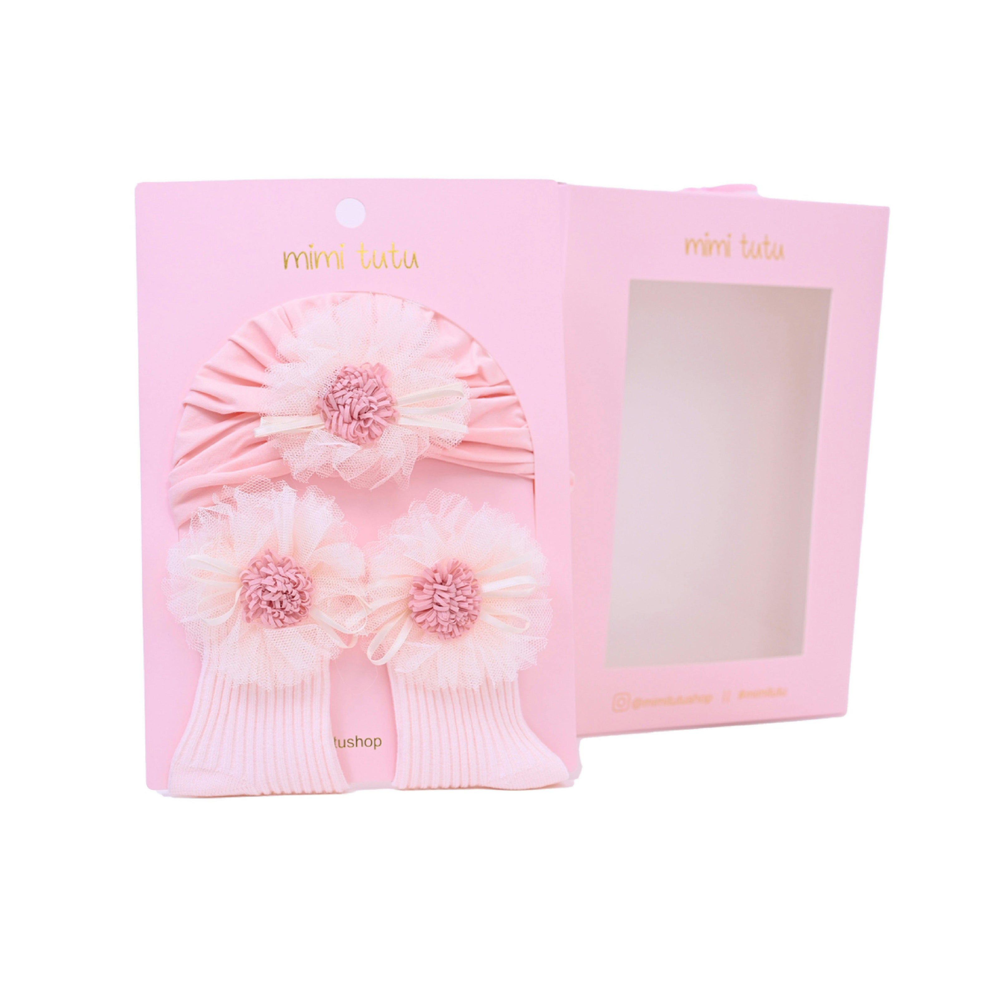 Floral Turban Hat & Sock Set