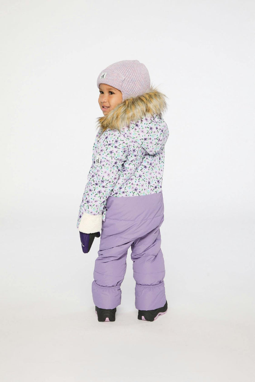 Baby Snug One Piece Snowsuit Adapted For Car Seats Purple Printed Mini Flowers