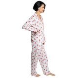 Women's Reindeer Red Long PJ Set - Organic Cotton Poplin