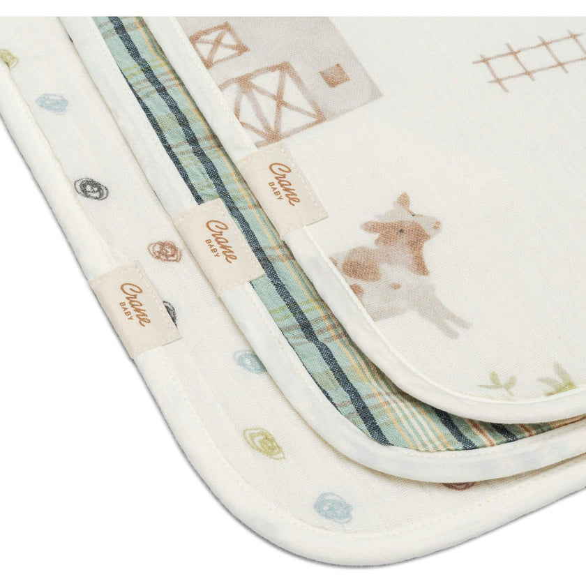 Charlie 3-pc. Farmhouse Tractor Newborn Baby Burp Cloth Set