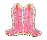 Packed Party Cowboy Boot Die-Cut Paper Dessert Plates 10ct - Gold Foil Pink Boot-Shaped Party Plates, 8 Inch, High Quality 350 GSM