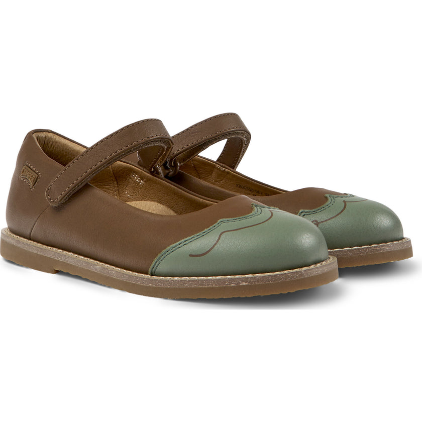 Savina Twins Leather Strap Ballerinas, Brown