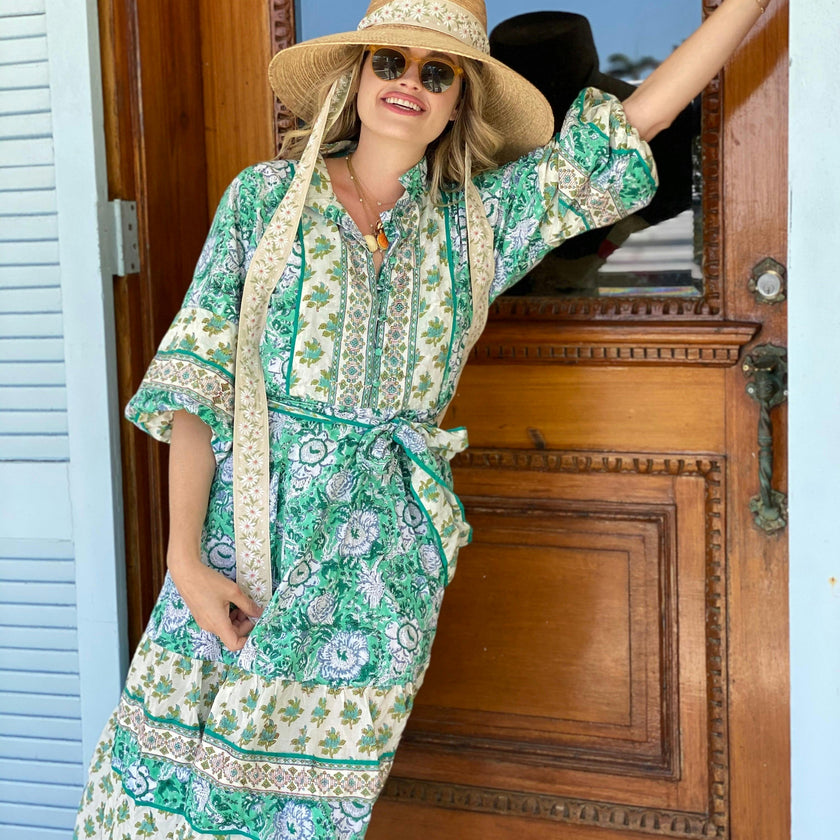 Wildflower Sun Hat - Masters Green Wide & Short Grosgrain Ribbon