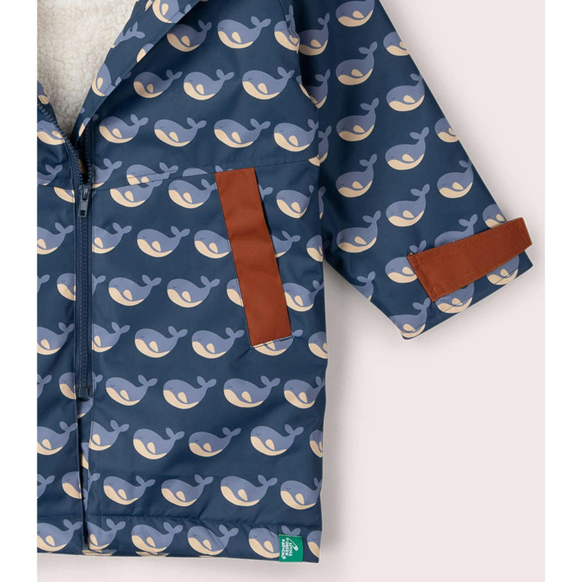 Singing Whales Recycled Waterproof Robe, Blue