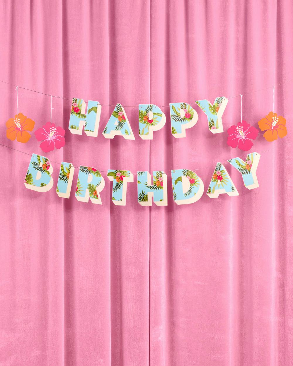 Tropical Birthday Banner - matte colorful banner