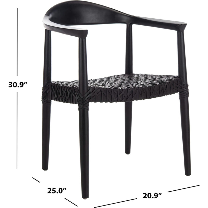 Juneau Leather Woven Accent Chair