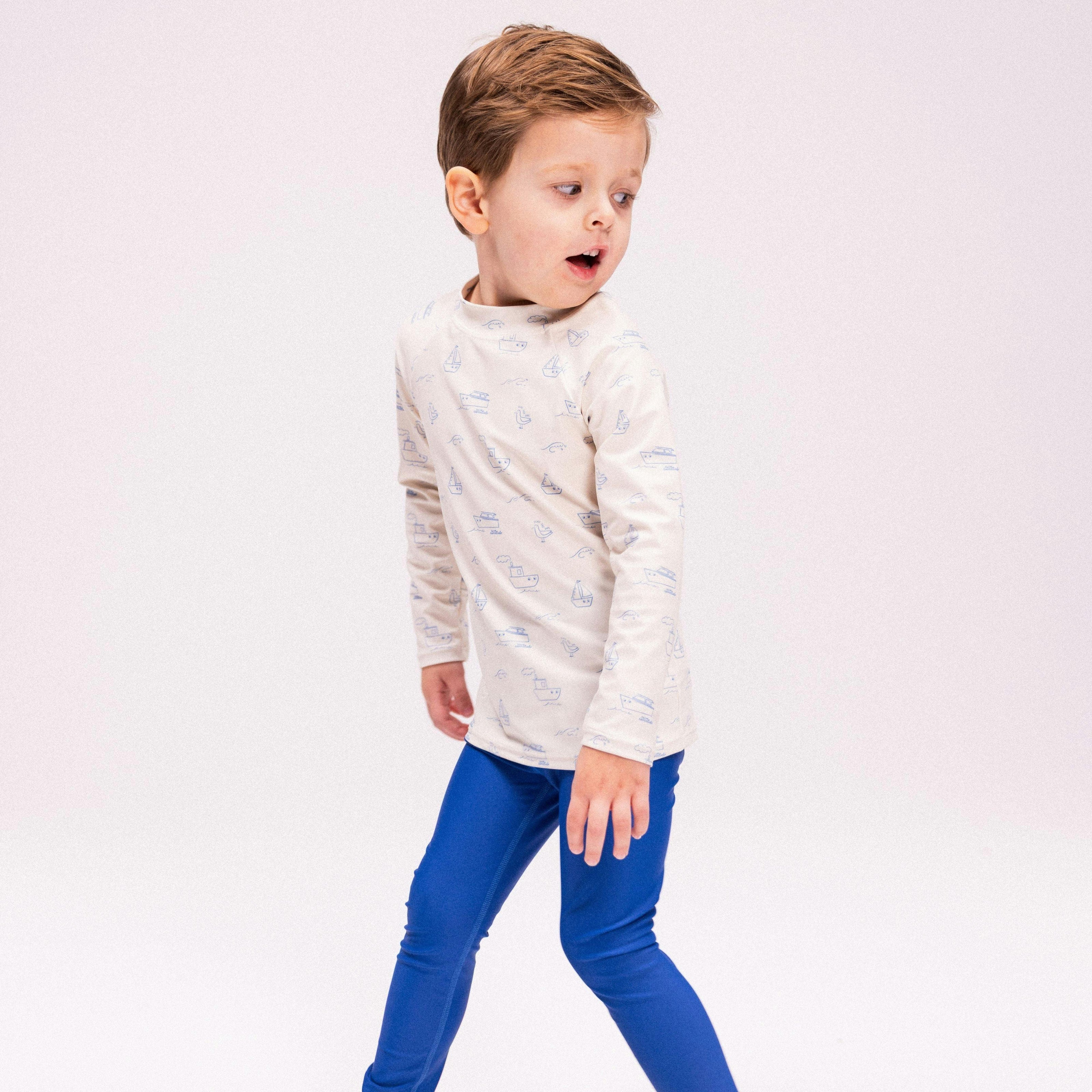 UV Swim Shirt Long Sleeves - Beige/Blue - Seas The Day