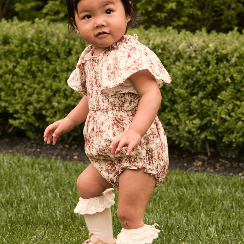 Baby Jovie Romper in Ivory Heritage Rose