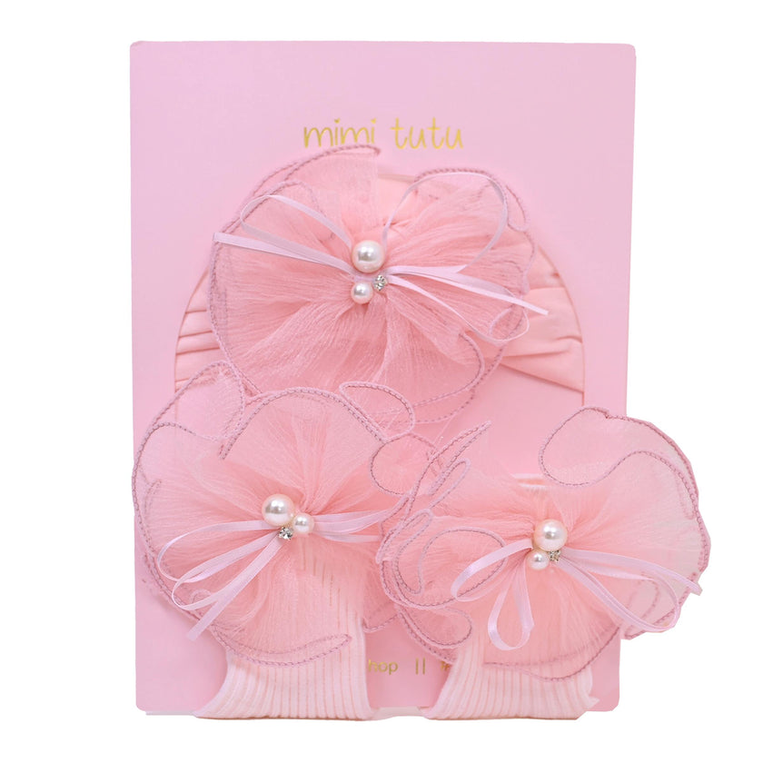 Pink Pearl Flower Ribbon Gift Set