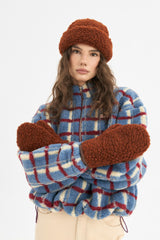 merino mittens with flap - clay