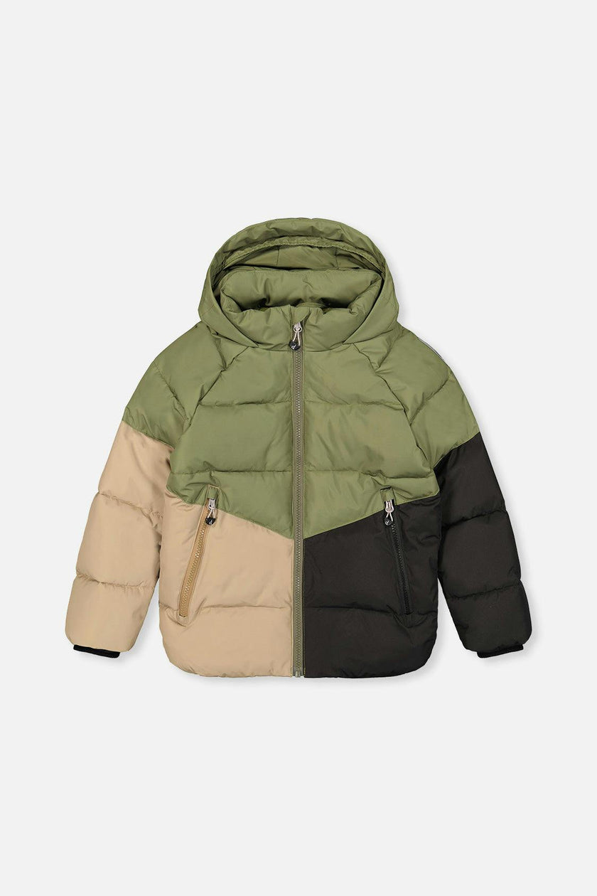 Color-Block Winter Jacket Olive Green